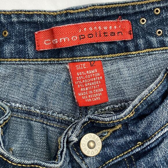 Cosmopolitan Jeanswea 24 waist Cropped Denim Jeans Embroidered Rhinestone Strap - Picture 11 of 12